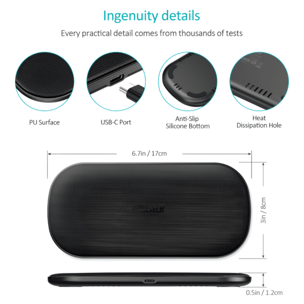 Choetech 5-Coil 15W Dual Mobile Fast Wireless Mobile Charger