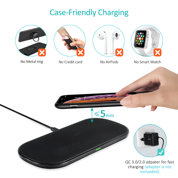 Choetech 5-Coil 15W Dual Mobile Fast Wireless Mobile Charger